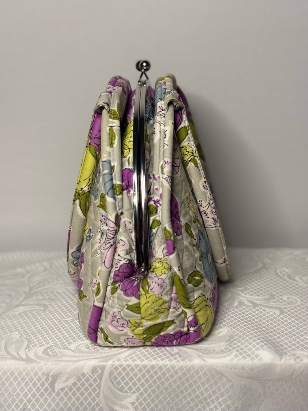 Vera Bradley Quilted Floral Frame Satchel-Retired Pattern- Double Compartment - Picture 3 of 16